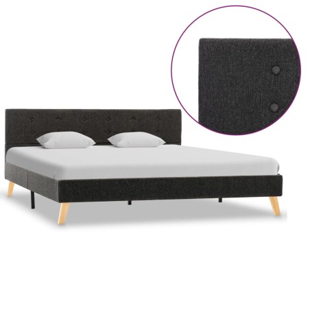 Bettgestell Dunkelgrau Stoff 160 × 200 cm