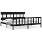 vidaXL Massivholzbett mit Kopfteil Schwarz 200x200 cm vidaXL Massivholzbett mit Kopfteil Schwarz 200x200 cm