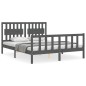 vidaXL Massivholzbett mit Kopfteil Grau 160x200 cm vidaXL Massivholzbett mit Kopfteil Grau 160x200 cm