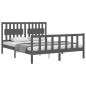 vidaXL Massivholzbett mit Kopfteil Grau 160x200 cm vidaXL Massivholzbett mit Kopfteil Grau 160x200 cm