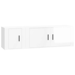 vidaXL 2-tlg. TV-Schrank-Set Hochglanz-Weiß Holzwerkstoff