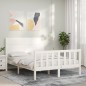 vidaXL Massivholzbett mit Kopfteil Weiß 140x190 cm vidaXL Massivholzbett mit Kopfteil Weiß 140x190 cm