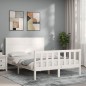 vidaXL Massivholzbett mit Kopfteil Weiß 140x190 cm vidaXL Massivholzbett mit Kopfteil Weiß 140x190 cm