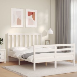 vidaXL Massivholzbett mit Kopfteil Weiß 140x200 cm
