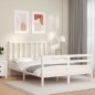 vidaXL Massivholzbett mit Kopfteil Weiß 140x200 cm vidaXL Massivholzbett mit Kopfteil Weiß 140x200 cm