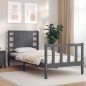 vidaXL Massivholzbett mit Kopfteil Grau 90x200 cm vidaXL Massivholzbett mit Kopfteil Grau 90x200 cm