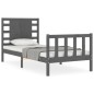 vidaXL Massivholzbett mit Kopfteil Grau 90x200 cm vidaXL Massivholzbett mit Kopfteil Grau 90x200 cm