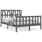 vidaXL Massivholzbett mit Kopfteil Grau 120x200 cm vidaXL Massivholzbett mit Kopfteil Grau 120x200 cm