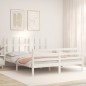 vidaXL Massivholzbett mit Kopfteil Weiß 160x200 cm vidaXL Massivholzbett mit Kopfteil Weiß 160x200 cm