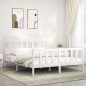 vidaXL Massivholzbett mit Kopfteil Weiß 160x200 cm vidaXL Massivholzbett mit Kopfteil Weiß 160x200 cm