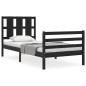 vidaXL Massivholzbett mit Kopfteil Schwarz 90x200 cm vidaXL Massivholzbett mit Kopfteil Schwarz 90x200 cm
