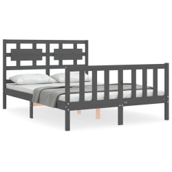 vidaXL Massivholzbett mit Kopfteil Grau 120x200 cm