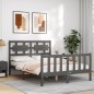 vidaXL Massivholzbett mit Kopfteil Grau 120x200 cm vidaXL Massivholzbett mit Kopfteil Grau 120x200 cm