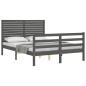 vidaXL Massivholzbett mit Kopfteil Grau 120x200 cm vidaXL Massivholzbett mit Kopfteil Grau 120x200 cm