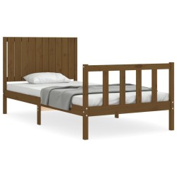 vidaXL Massivholzbett mit Kopfteil Honigbraun 100x200 cm