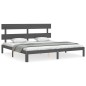 vidaXL Massivholzbett mit Kopfteil Grau 200x200 cm vidaXL Massivholzbett mit Kopfteil Grau 200x200 cm