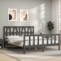 vidaXL Massivholzbett mit Kopfteil Grau 160x200 cm vidaXL Massivholzbett mit Kopfteil Grau 160x200 cm