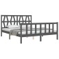 vidaXL Massivholzbett mit Kopfteil Grau 160x200 cm vidaXL Massivholzbett mit Kopfteil Grau 160x200 cm