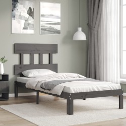 vidaXL Massivholzbett mit Kopfteil Grau 100x200 cm