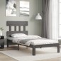 vidaXL Massivholzbett mit Kopfteil Grau 100x200 cm vidaXL Massivholzbett mit Kopfteil Grau 100x200 cm