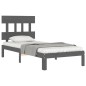 vidaXL Massivholzbett mit Kopfteil Grau 100x200 cm vidaXL Massivholzbett mit Kopfteil Grau 100x200 cm