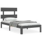 vidaXL Massivholzbett mit Kopfteil Grau 100x200 cm vidaXL Massivholzbett mit Kopfteil Grau 100x200 cm
