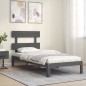 vidaXL Massivholzbett mit Kopfteil Grau 100x200 cm vidaXL Massivholzbett mit Kopfteil Grau 100x200 cm