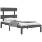 vidaXL Massivholzbett mit Kopfteil Grau 100x200 cm vidaXL Massivholzbett mit Kopfteil Grau 100x200 cm