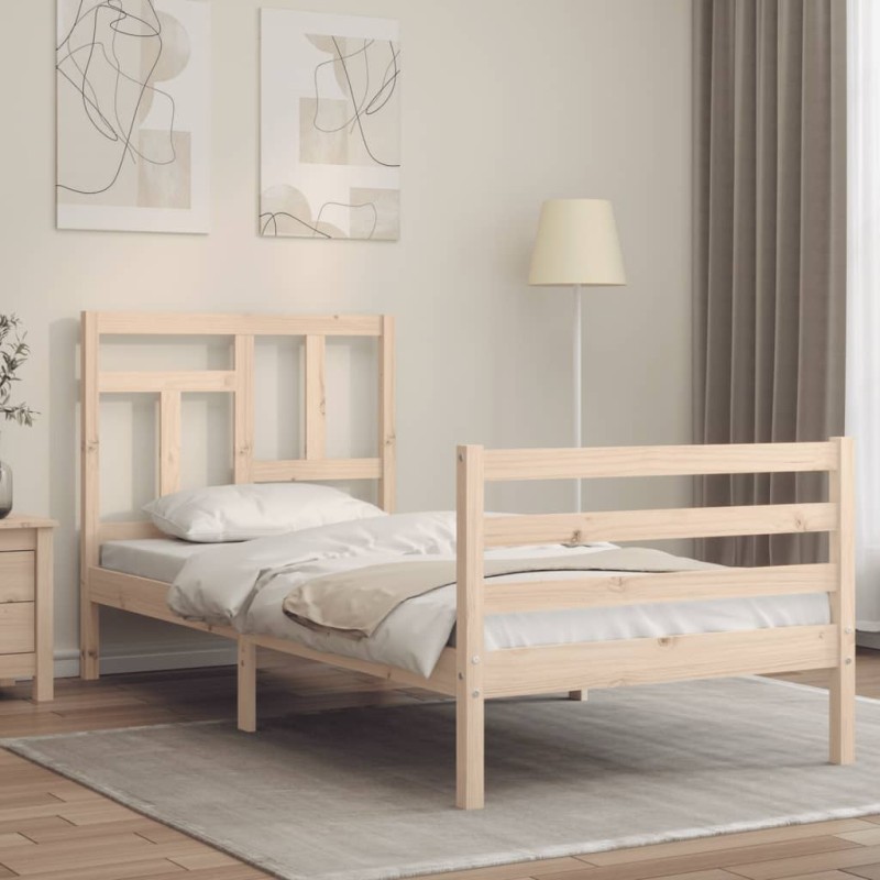 vidaXL Massivholzbett mit Kopfteil 90x200 cm vidaXL Massivholzbett mit Kopfteil 90x200 cm