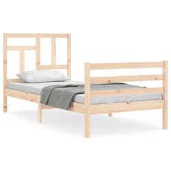 vidaXL Massivholzbett mit Kopfteil 90x200 cm