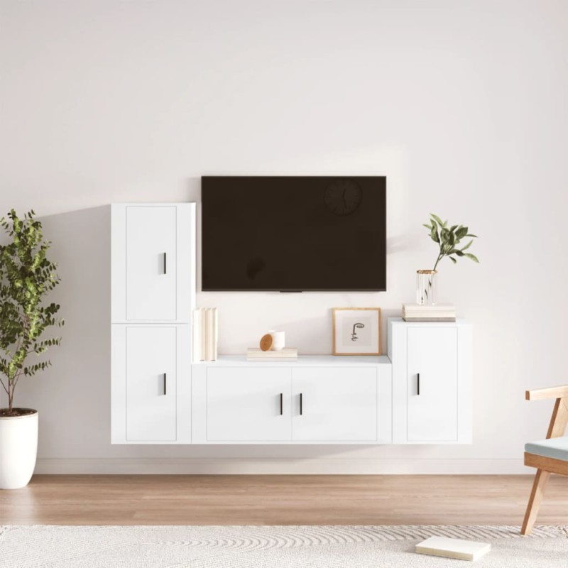 vidaXL 4-tlg. TV-Schrank-Set Hochglanz-Weiß Holzwerkstoff vidaXL 4-tlg. TV-Schrank-Set Hochglanz-Weiß Holzwerkstoff