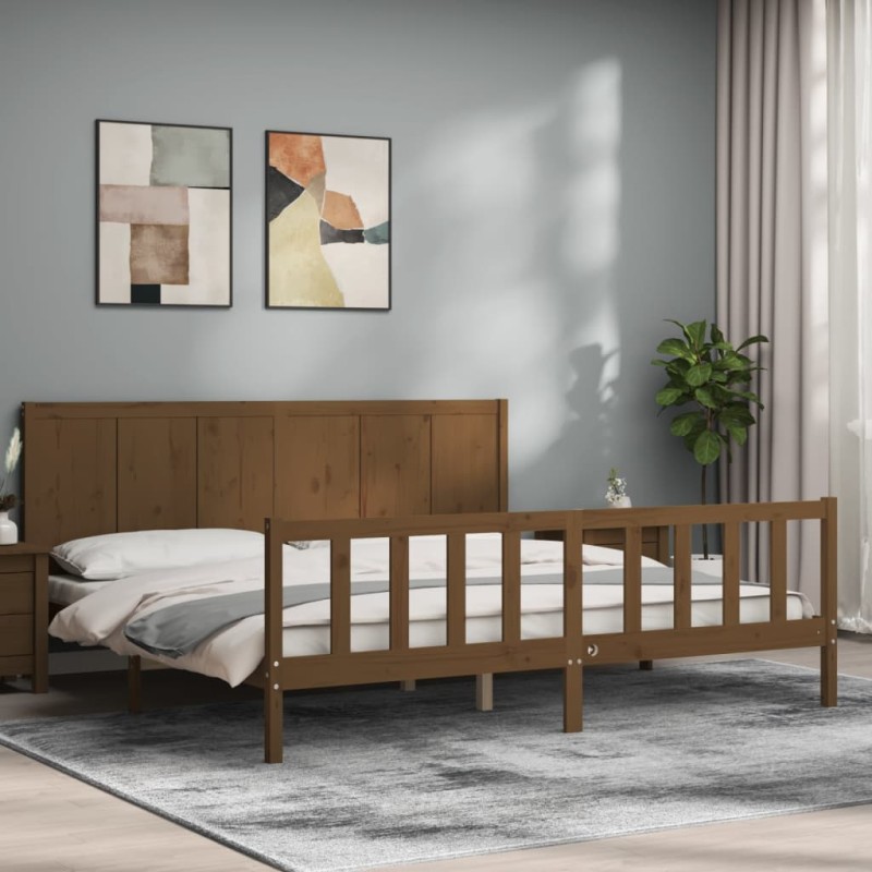 vidaXL Massivholzbett mit Kopfteil Honigbraun 200x200 cm vidaXL Massivholzbett mit Kopfteil Honigbraun 200x200 cm