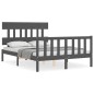 vidaXL Massivholzbett mit Kopfteil Grau 140x190 cm vidaXL Massivholzbett mit Kopfteil Grau 140x190 cm