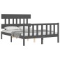 vidaXL Massivholzbett mit Kopfteil Grau 140x190 cm vidaXL Massivholzbett mit Kopfteil Grau 140x190 cm