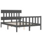 vidaXL Massivholzbett mit Kopfteil Grau 140x190 cm vidaXL Massivholzbett mit Kopfteil Grau 140x190 cm