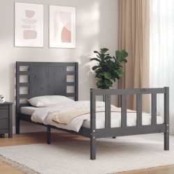 vidaXL Massivholzbett mit Kopfteil Grau 100x200 cm