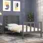 vidaXL Massivholzbett mit Kopfteil Grau 100x200 cm vidaXL Massivholzbett mit Kopfteil Grau 100x200 cm