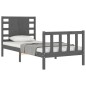 vidaXL Massivholzbett mit Kopfteil Grau 100x200 cm vidaXL Massivholzbett mit Kopfteil Grau 100x200 cm