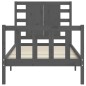 vidaXL Massivholzbett mit Kopfteil Grau 100x200 cm vidaXL Massivholzbett mit Kopfteil Grau 100x200 cm