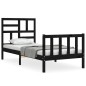 vidaXL Massivholzbett mit Kopfteil Schwarz 100x200 cm vidaXL Massivholzbett mit Kopfteil Schwarz 100x200 cm