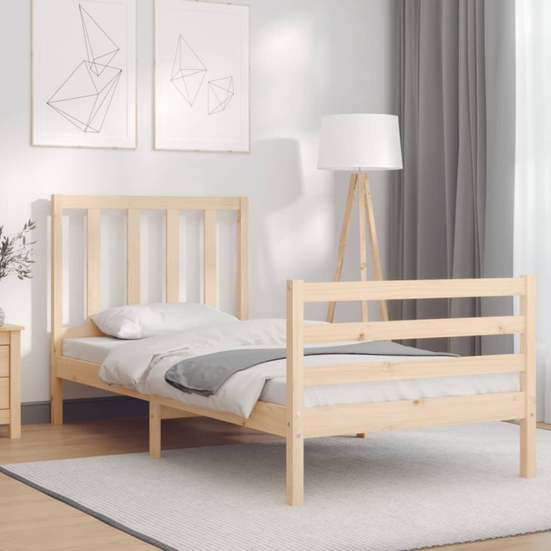 vidaXL Massivholzbett mit Kopfteil 90x200 cm vidaXL Massivholzbett mit Kopfteil 90x200 cm