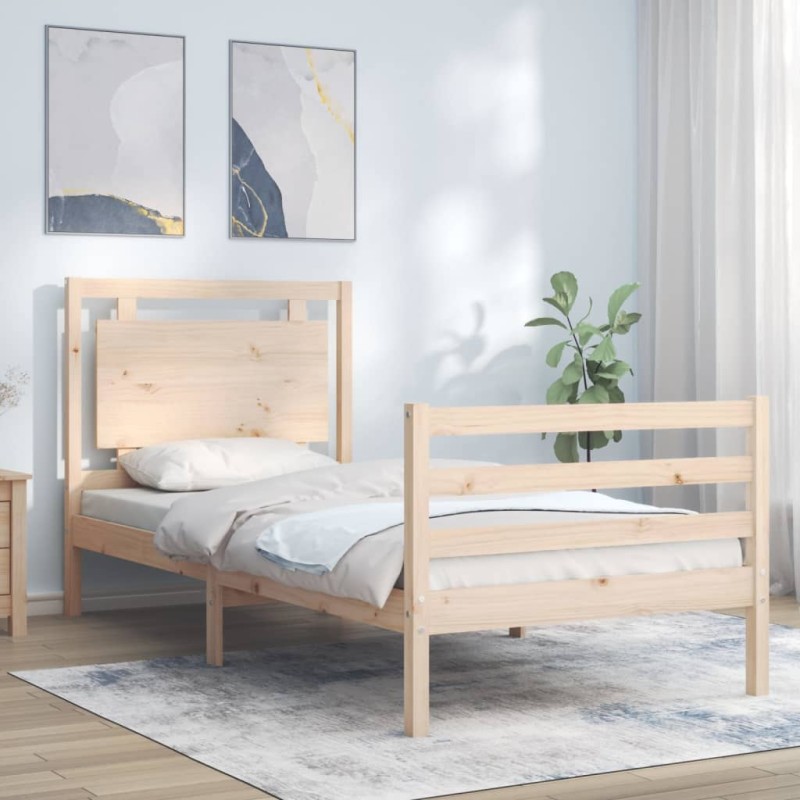 vidaXL Massivholzbett mit Kopfteil 90x200 cm vidaXL Massivholzbett mit Kopfteil 90x200 cm