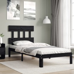 vidaXL Massivholzbett mit Kopfteil Schwarz 100x200 cm