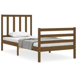 vidaXL Massivholzbett mit Kopfteil Honigbraun 90x200 cm