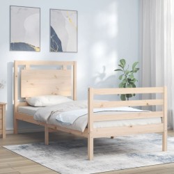 vidaXL Massivholzbett mit Kopfteil 100x200 cm