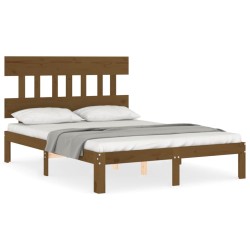 vidaXL Massivholzbett mit Kopfteil Honigbraun 140x200 cm