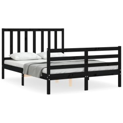 vidaXL Massivholzbett mit Kopfteil Schwarz 120x200 cm