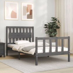 vidaXL Massivholzbett mit Kopfteil Grau 100x200 cm