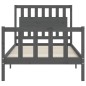 vidaXL Massivholzbett mit Kopfteil Grau 100x200 cm vidaXL Massivholzbett mit Kopfteil Grau 100x200 cm