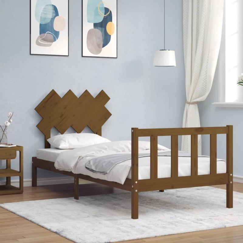 vidaXL Massivholzbett mit Kopfteil Honigbraun vidaXL Massivholzbett mit Kopfteil Honigbraun